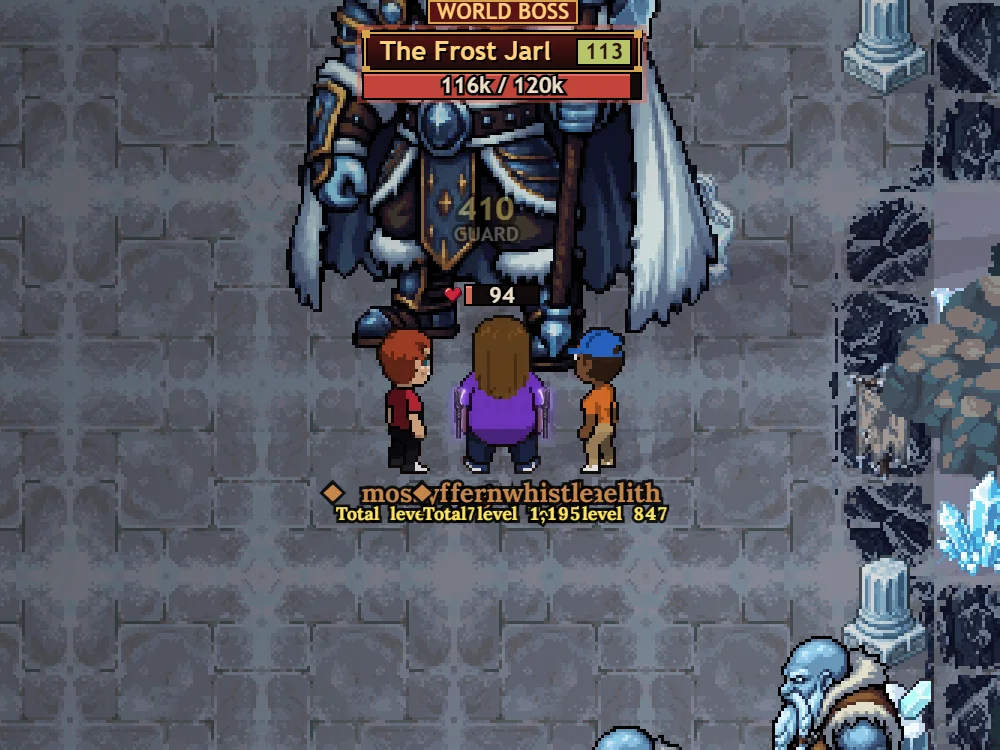 Players fighting The Frost Jarl