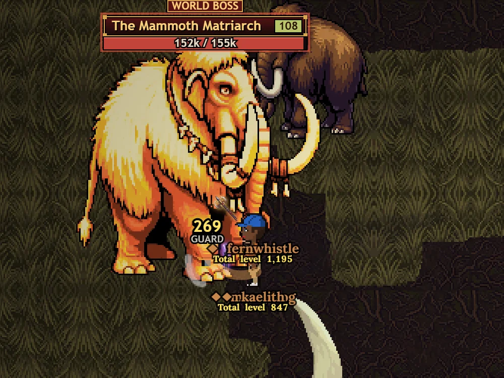 Players fighting The Mammoth Matriarch